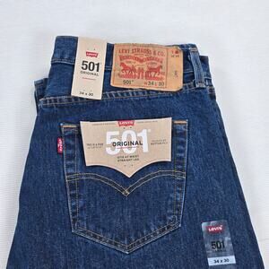 NWT Levi's 501 Button Fly Original Straight Dark Stone Wash Jeans Men's Size 34